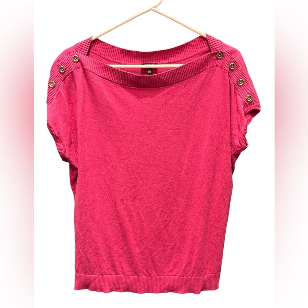 Talbots Fuchsia Blouse with Button Accents extra petite MEDIUM